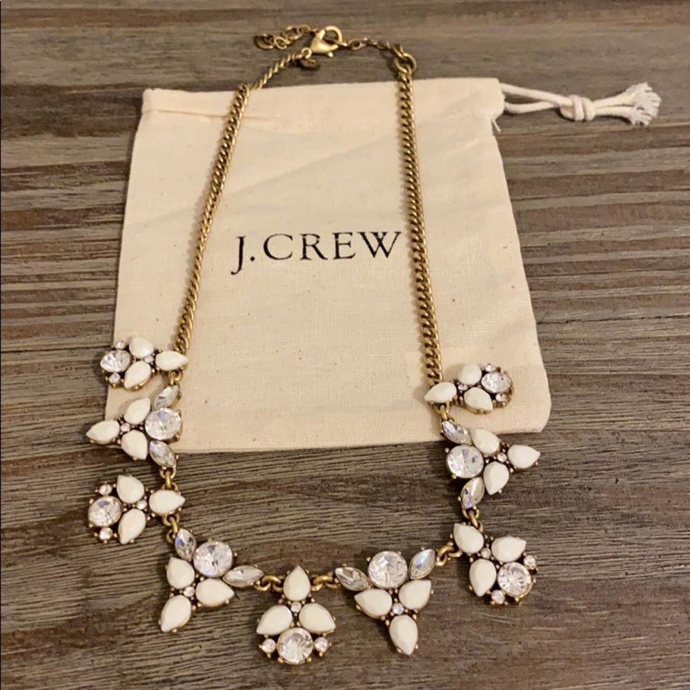J. Crew gold and white statement necklace